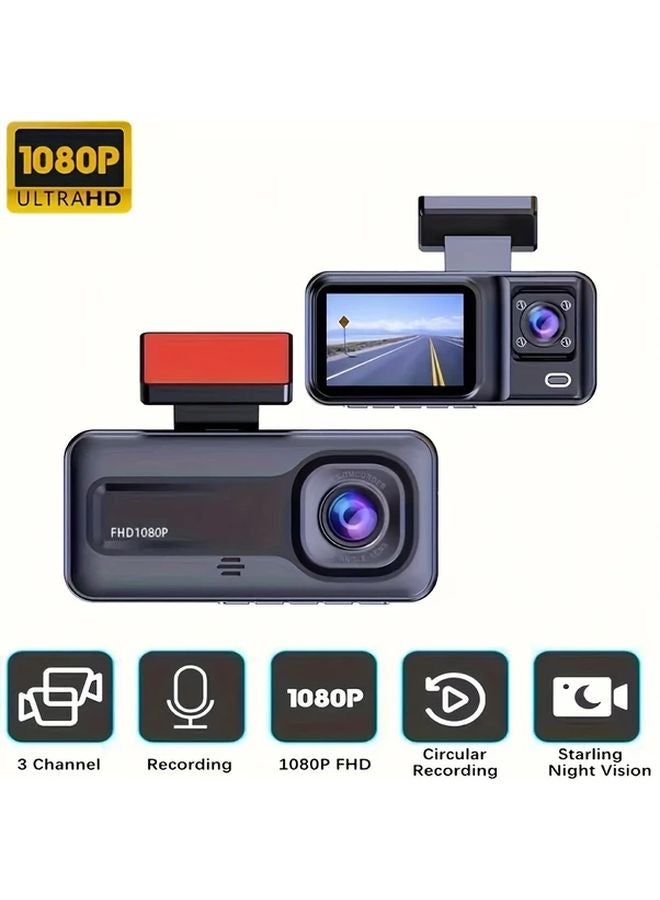 1080P Dual Channel Car Camera With 2 Lenses 32G Card Super Night Vision Loop Recording - Image 1